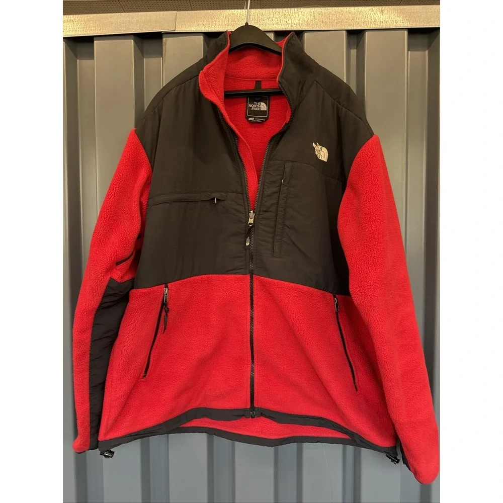 The North Face Denali Fleece Jacket Mens XL Red Black Polartec Zip Up